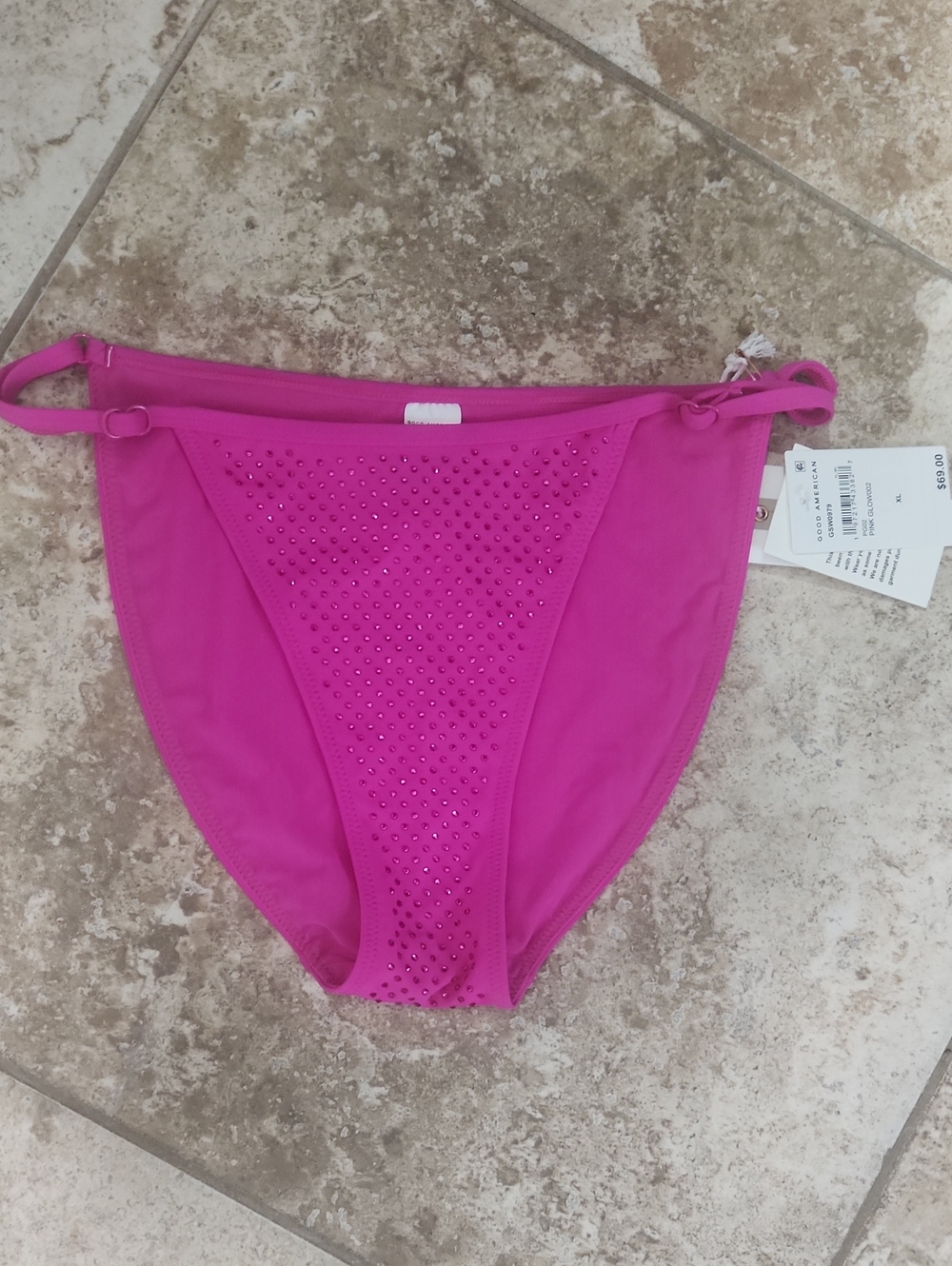 Good American Hot Pink Rhinestone Bikini Bottom